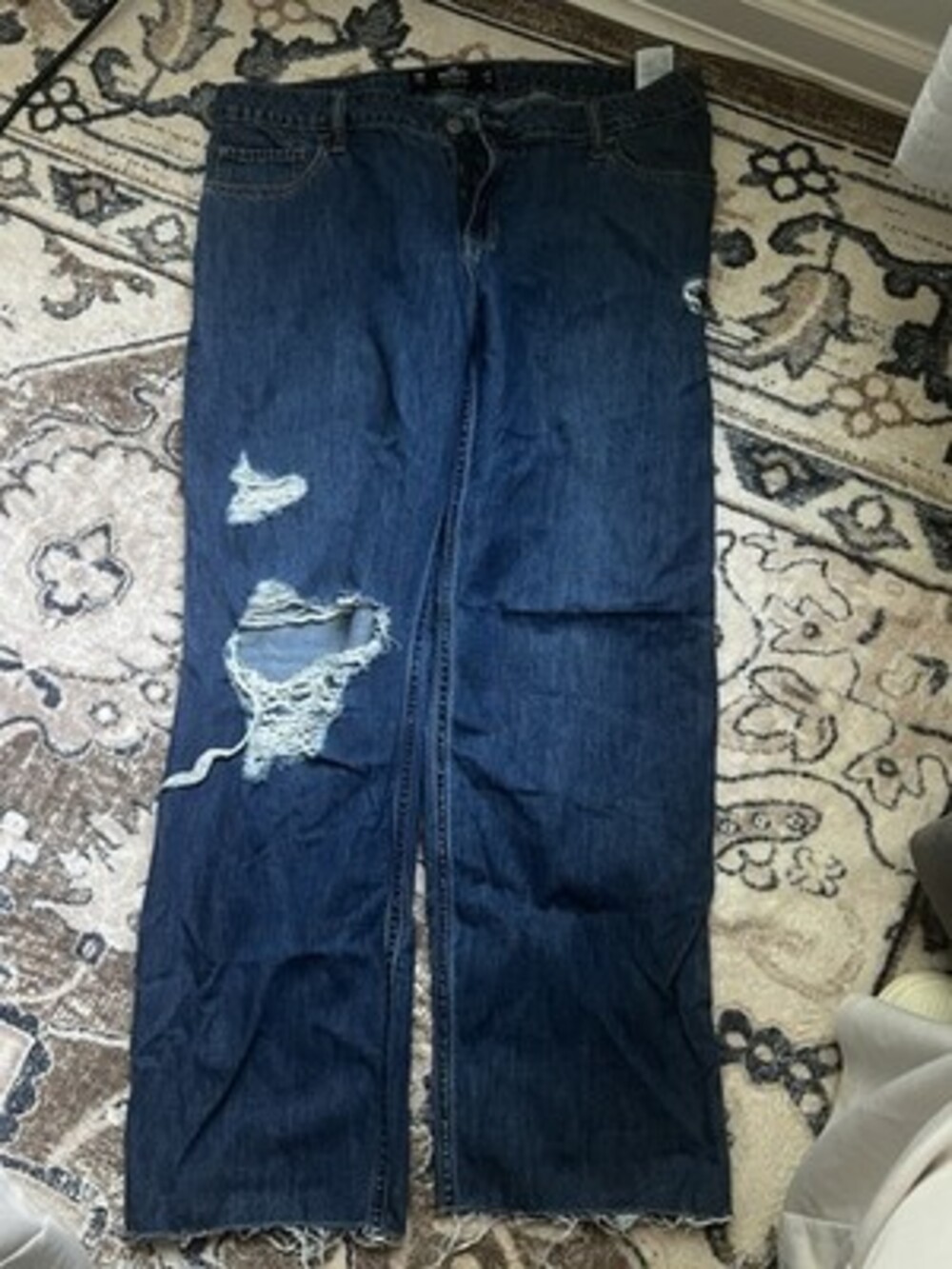 Hollister Curvy Low Rise Distressed Dad Jeans Women 13R Blue